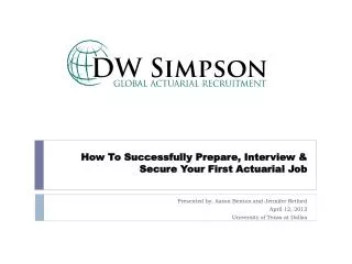 How To Successfully Prepare, Interview &amp; Secure Your First Actuarial Job