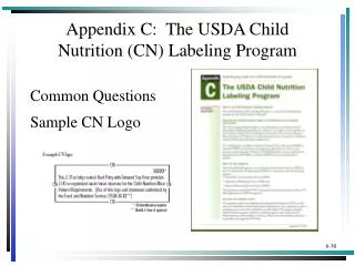 Appendix C: The USDA Child Nutrition (CN) Labeling Program