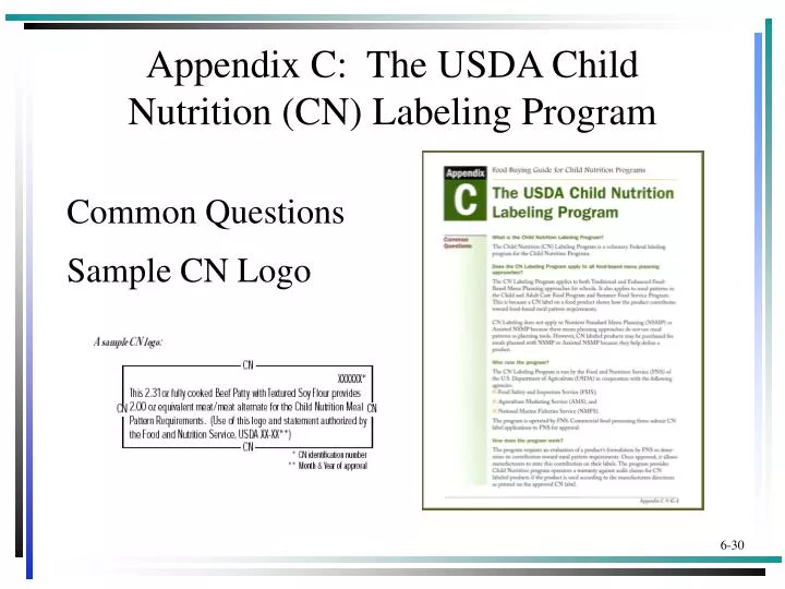 appendix c the usda child nutrition cn labeling program