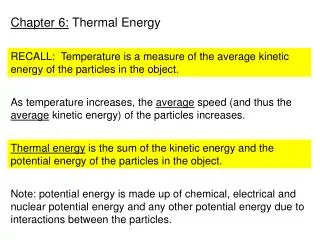 Chapter 6: Thermal Energy