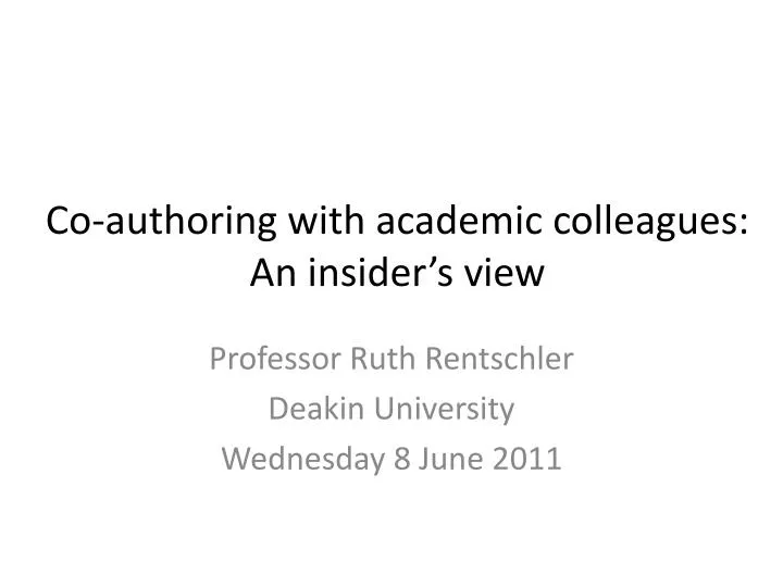 co authoring with academic colleagues an insider s view