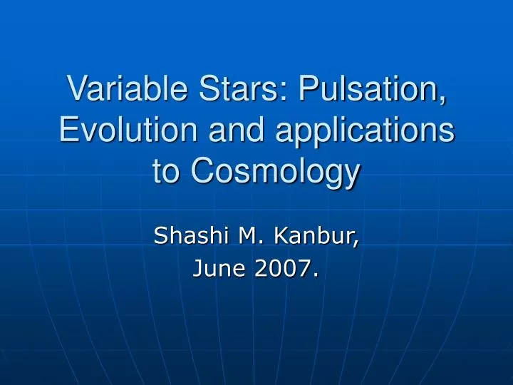 variable stars pulsation evolution and applications to cosmology