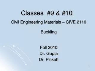 Classes #9 &amp; #10
