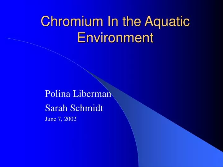 chromium in the aquatic environment