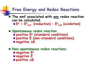 Free Energy and Redox Reactions