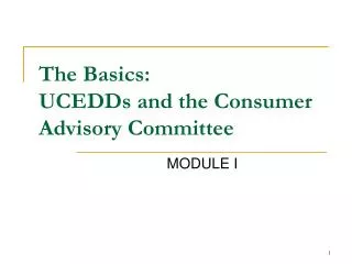 The Basics: UCEDDs and the Consumer Advisory Committee