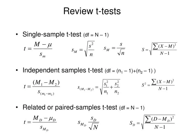 review t tests