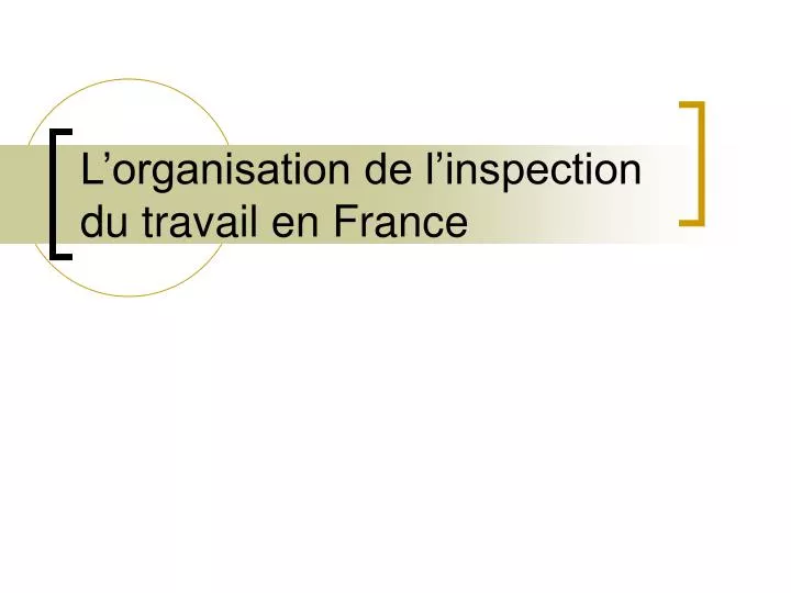 l organisation de l inspection du travail en france