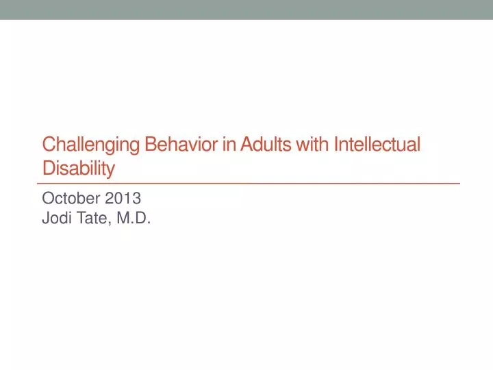challenging behavior in adults with intellectual disability