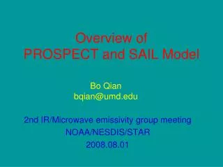 Overview of PROSPECT and SAIL Model