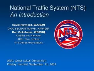 National Traffic System (NTS) An Introduction