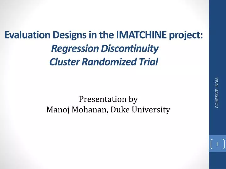 evaluation designs in the imatchine project regression discontinuity cluster randomized trial