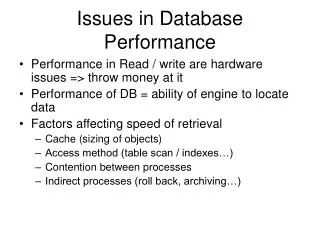 Issues in Database Performance