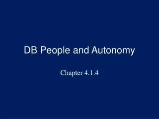 DB People and Autonomy