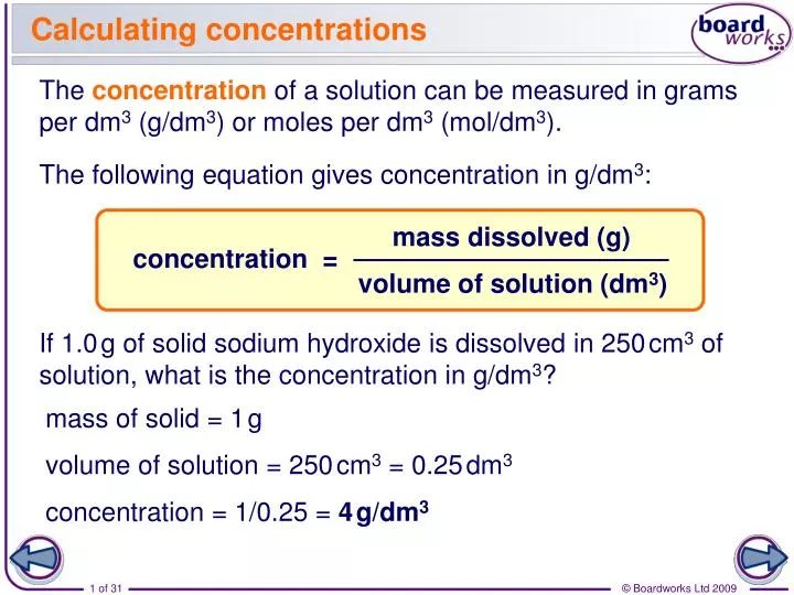 calculating concentrations