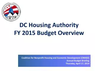 DC Housing Authority FY 2015 Budget Overview