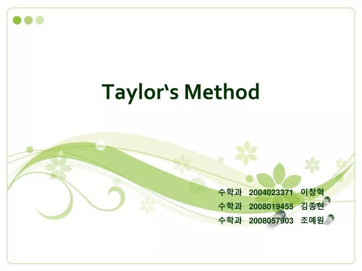 taylor s method