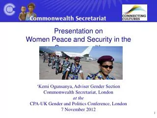 Presentation on Women Peace and Security in the Commonwealth