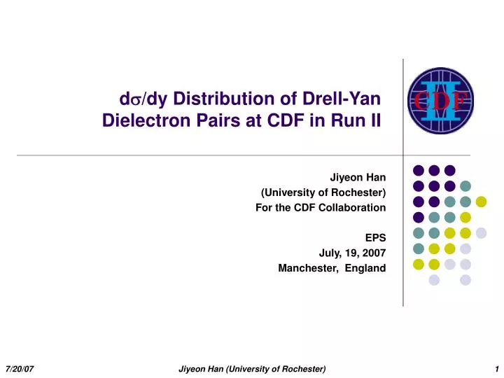 d dy distribution of drell yan dielectron pairs at cdf in run ii