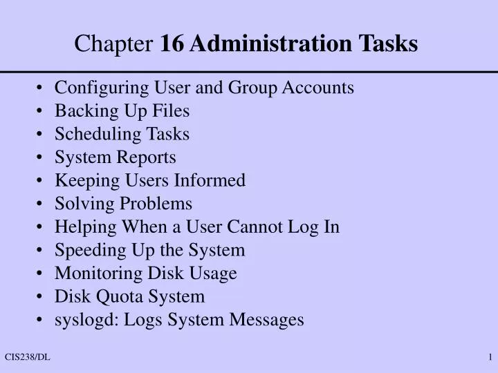 chapter 16 administration tasks