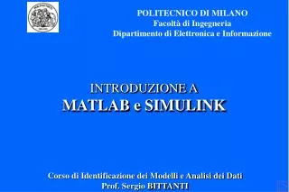 introduzione a matlab e simulink