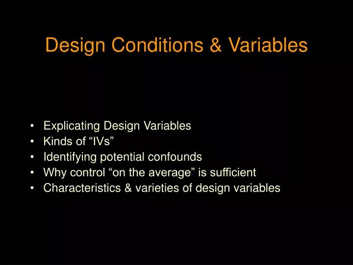 design conditions variables