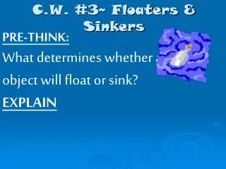 C.W. #3~ Floaters &amp; Sinkers