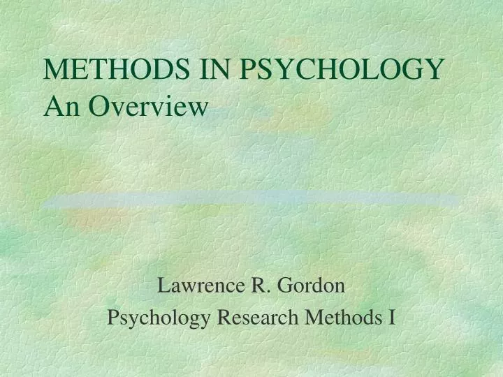 methods in psychology an overview