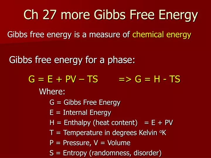 ch 27 more gibbs free energy