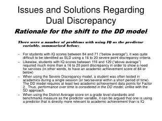 issues and solutions regarding dual discrepancy