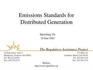 Emissions Standards for Distributed Generation