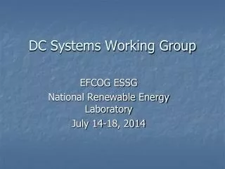 DC Systems Working Group