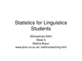 Statistics for Linguistics Students