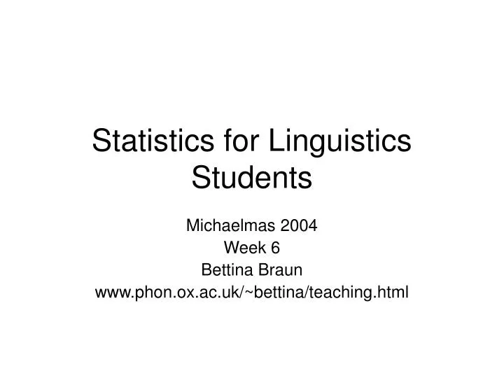 statistics for linguistics students