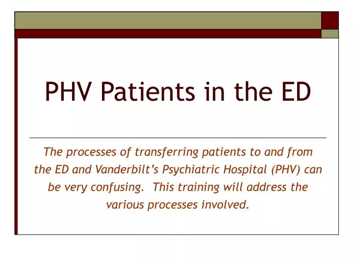 phv patients in the ed