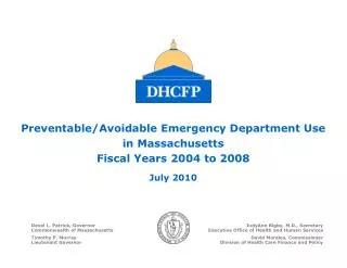 Preventable/Avoidable Emergency Department Use in Massachusetts Fiscal Years 2004 to 2008