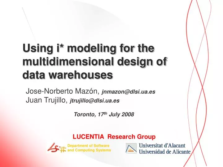 using i modeling for the multidimensional design of data warehouses