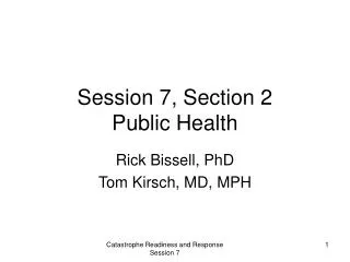 Session 7, Section 2 Public Health