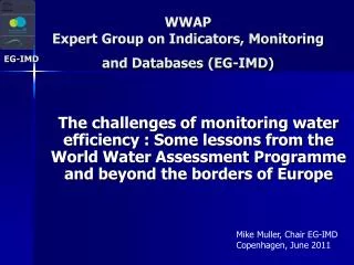 WWAP Expert Group on Indicators, Monitoring and Databases (EG-IMD)