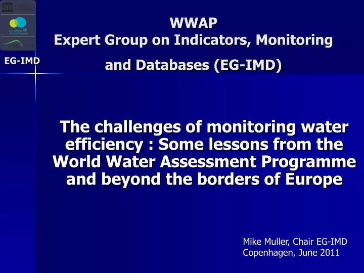 wwap expert group on indicators monitoring and databases eg imd