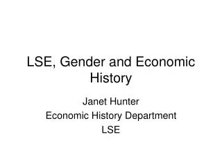 LSE, Gender and Economic History