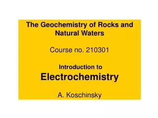 Electrochemistry - Redox reactions