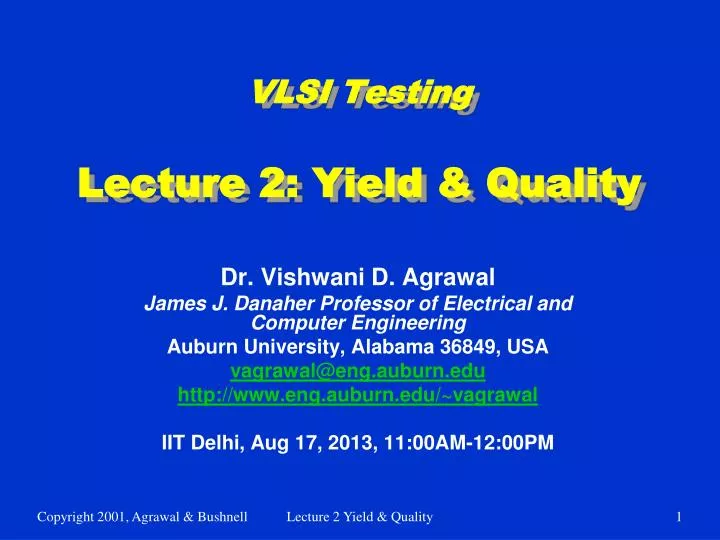 vlsi testing lecture 2 yield quality