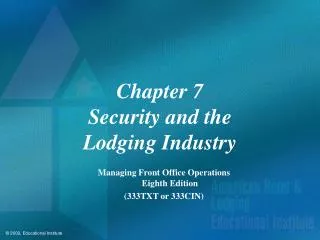 Chapter 7 Security and the Lodging Industry