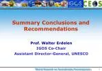 Summary Conclusions and Recommendations - slide 1
