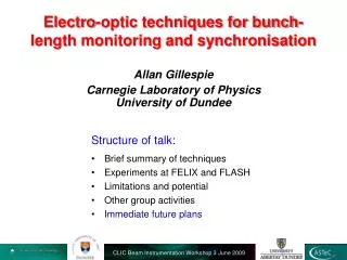 Electro-optic techniques for bunch-length monitoring and synchronisation