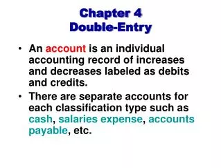 Chapter 4 Double-Entry