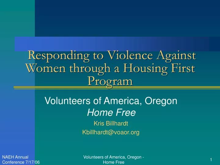 responding to violence against women through a housing first program