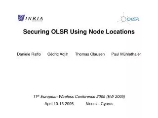 Securing OLSR Using Node Locations