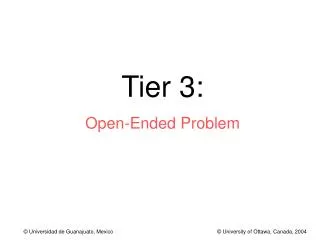 Tier 3: Open-Ended Problem